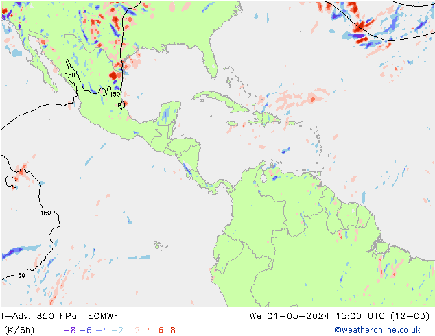 T-Adv. 850 гПа ECMWF ср 01.05.2024 15 UTC