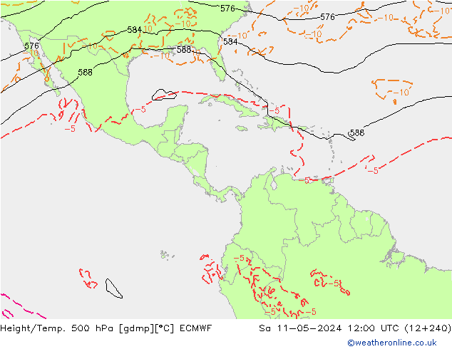 Height/Temp. 500 hPa ECMWF sab 11.05.2024 12 UTC