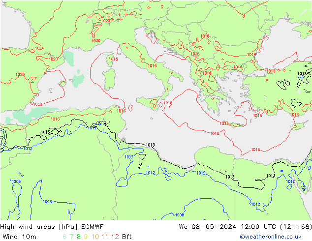 Izotacha ECMWF śro. 08.05.2024 12 UTC