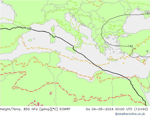 Z500/Rain (+SLP)/Z850 ECMWF so. 04.05.2024 00 UTC