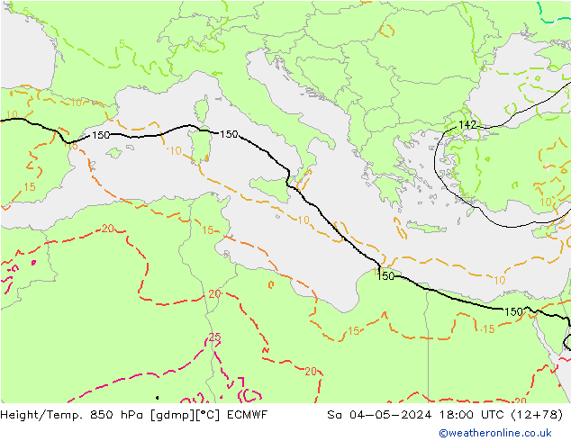 Z500/Rain (+SLP)/Z850 ECMWF сб 04.05.2024 18 UTC