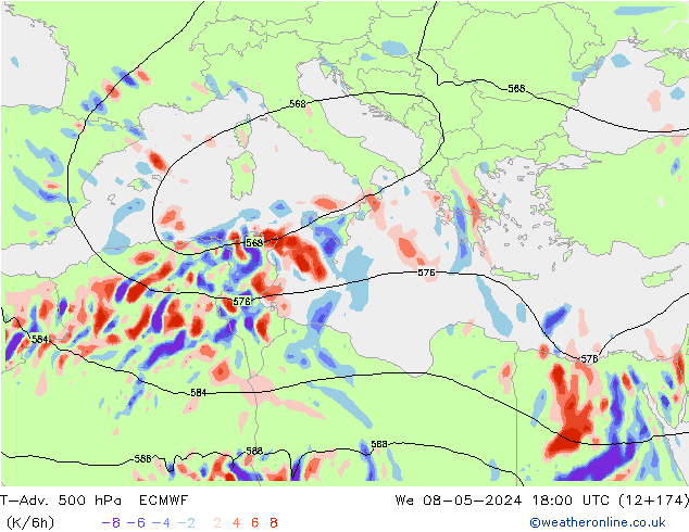 T-Adv. 500 hPa ECMWF mié 08.05.2024 18 UTC