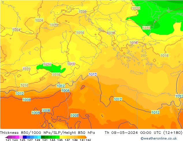 Thck 850-1000 hPa ECMWF Th 09.05.2024 00 UTC