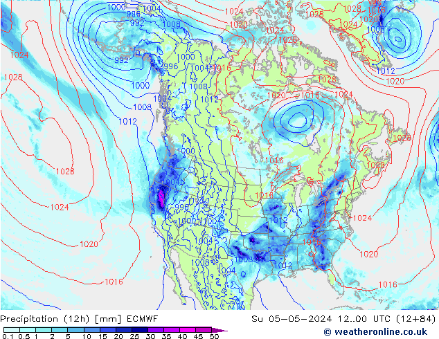 Nied. akkumuliert (12Std) ECMWF So 05.05.2024 00 UTC