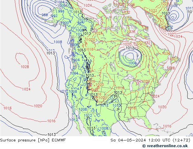 Pressione al suolo ECMWF sab 04.05.2024 12 UTC