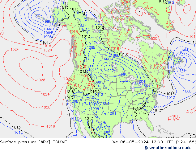 Surface pressure ECMWF We 08.05.2024 12 UTC