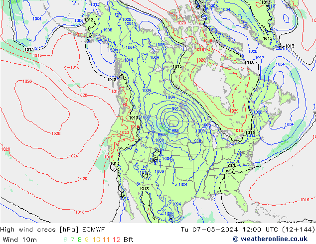 Windvelden ECMWF di 07.05.2024 12 UTC