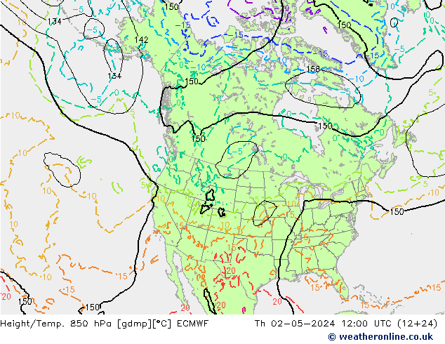 Z500/Rain (+SLP)/Z850 ECMWF Th 02.05.2024 12 UTC