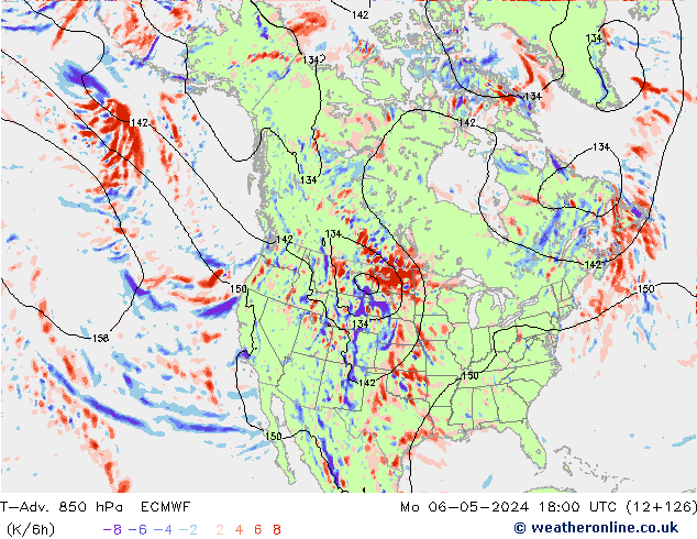 T-Adv. 850 hPa ECMWF Mo 06.05.2024 18 UTC