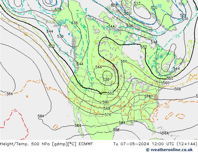 Z500/Rain (+SLP)/Z850 ECMWF Tu 07.05.2024 12 UTC