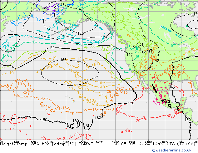 Z500/Regen(+SLP)/Z850 ECMWF zo 05.05.2024 12 UTC