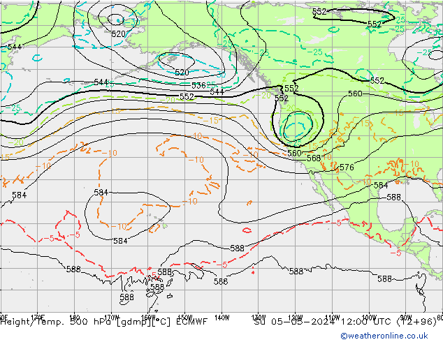 Z500/Regen(+SLP)/Z850 ECMWF zo 05.05.2024 12 UTC