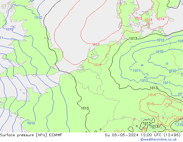 Surface pressure ECMWF Su 05.05.2024 12 UTC