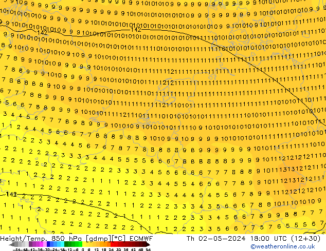 Z500/Rain (+SLP)/Z850 ECMWF Th 02.05.2024 18 UTC