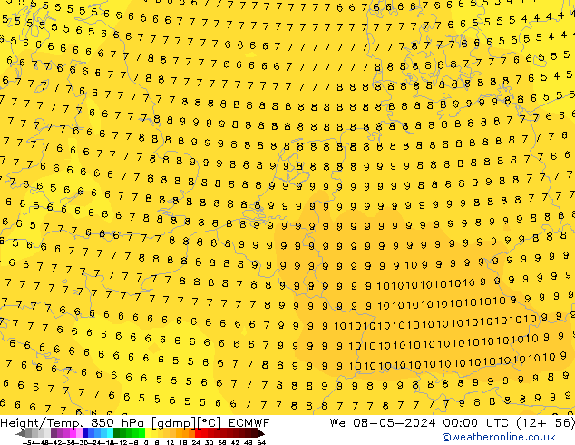 Z500/Rain (+SLP)/Z850 ECMWF We 08.05.2024 00 UTC