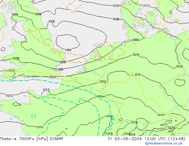 Theta-e 700hPa ECMWF Fr 03.05.2024 12 UTC