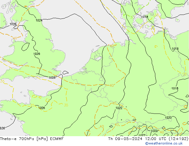 Theta-e 700hPa ECMWF Do 09.05.2024 12 UTC