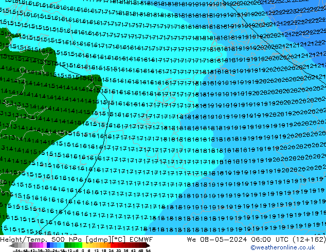 Z500/Rain (+SLP)/Z850 ECMWF We 08.05.2024 06 UTC