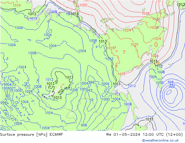 приземное давление ECMWF ср 01.05.2024 12 UTC