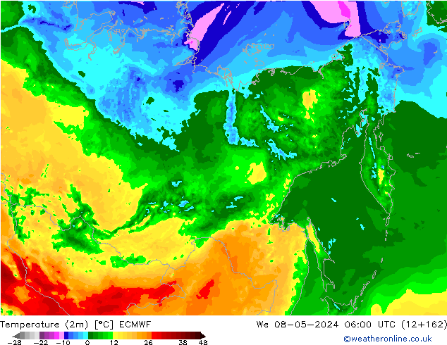 Temperature (2m) ECMWF St 08.05.2024 06 UTC