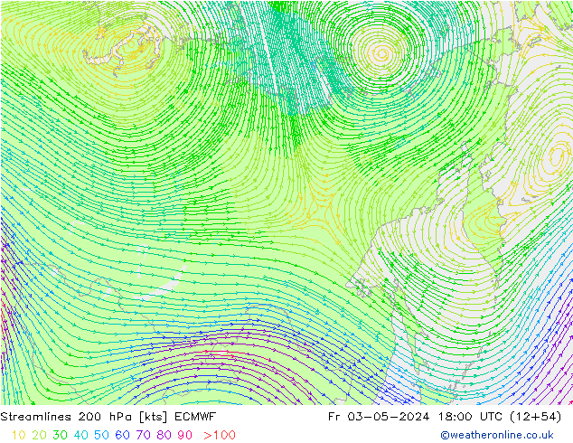 Ligne de courant 200 hPa ECMWF ven 03.05.2024 18 UTC