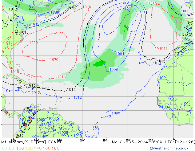 Jet Akımları/SLP ECMWF Pzt 06.05.2024 18 UTC