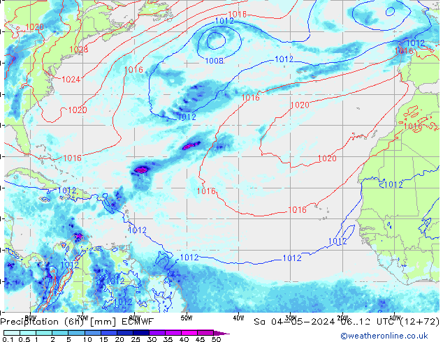 Z500/Rain (+SLP)/Z850 ECMWF sab 04.05.2024 12 UTC