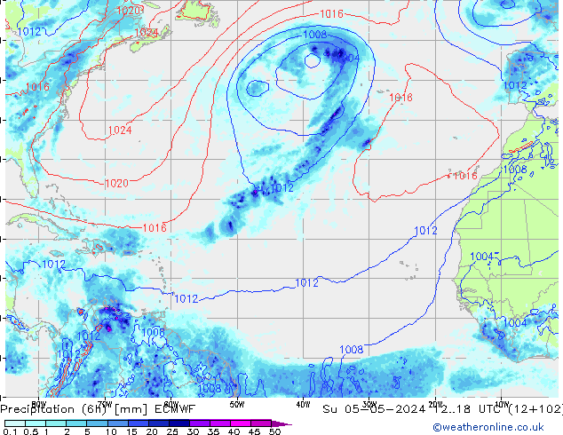 Precipitation (6h) ECMWF Ne 05.05.2024 18 UTC