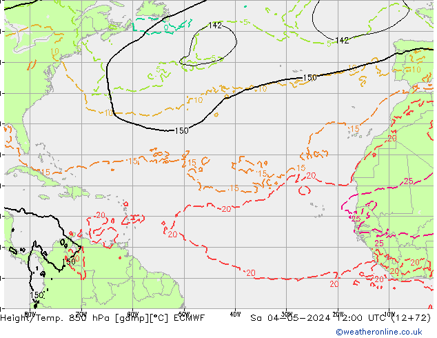 Z500/Rain (+SLP)/Z850 ECMWF sab 04.05.2024 12 UTC