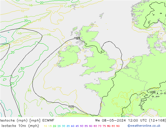 Isotachs (mph) ECMWF We 08.05.2024 12 UTC