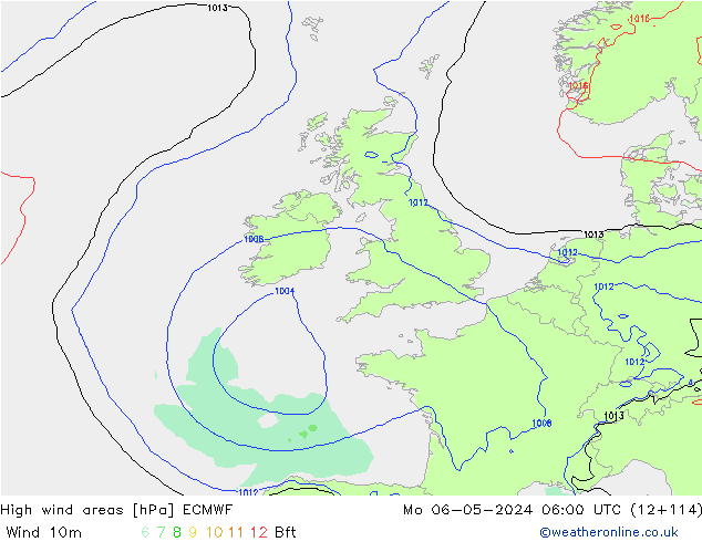 High wind areas ECMWF lun 06.05.2024 06 UTC