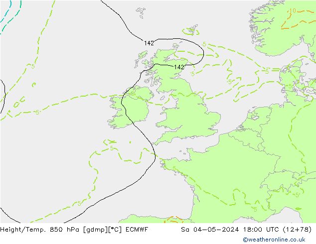 Z500/Rain (+SLP)/Z850 ECMWF Sa 04.05.2024 18 UTC