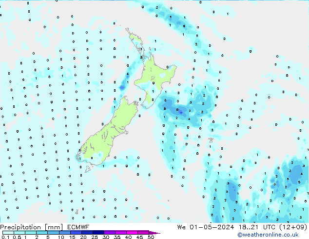 Niederschlag ECMWF Mi 01.05.2024 21 UTC