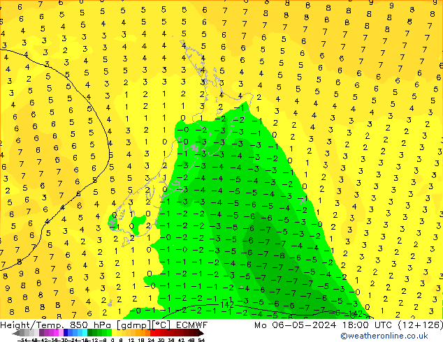 Z500/Rain (+SLP)/Z850 ECMWF Mo 06.05.2024 18 UTC