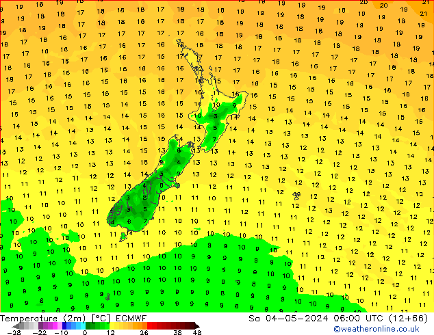 Temperature (2m) ECMWF Sa 04.05.2024 06 UTC