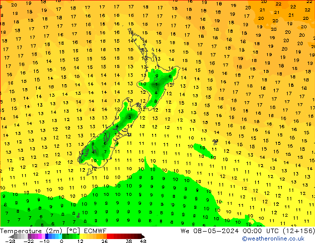 Sıcaklık Haritası (2m) ECMWF Çar 08.05.2024 00 UTC