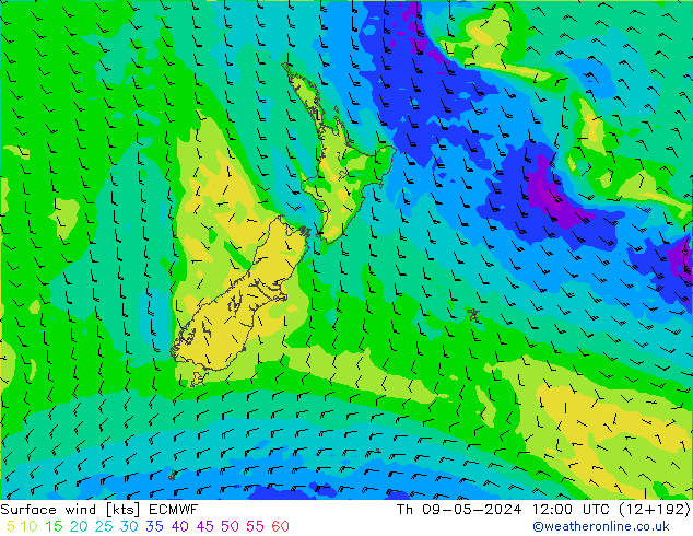 Surface wind ECMWF Th 09.05.2024 12 UTC