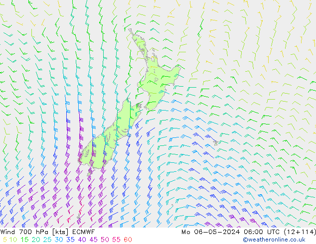 Wind 700 hPa ECMWF Mo 06.05.2024 06 UTC