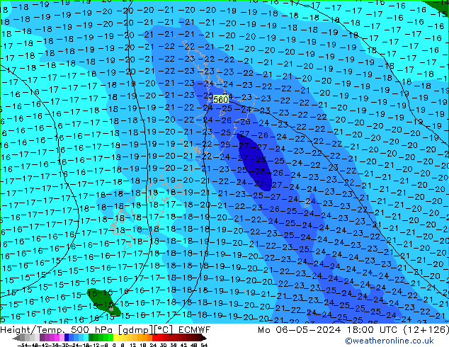 Z500/Rain (+SLP)/Z850 ECMWF пн 06.05.2024 18 UTC