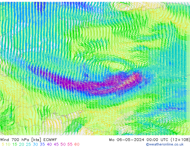 Wind 700 hPa ECMWF ma 06.05.2024 00 UTC