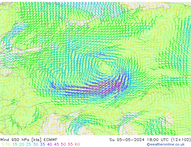 Wind 950 hPa ECMWF zo 05.05.2024 18 UTC