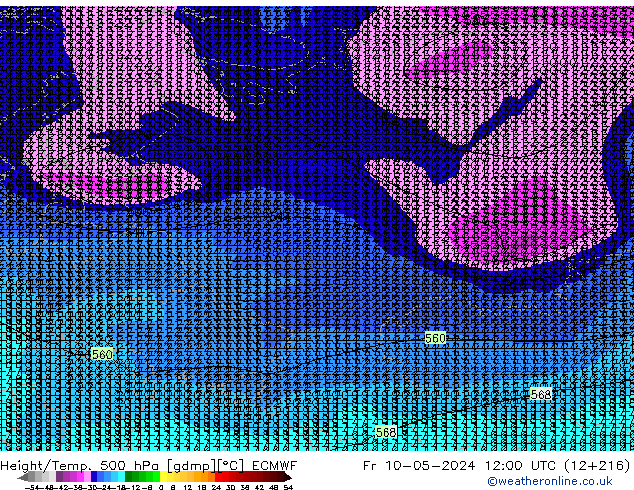 Z500/Rain (+SLP)/Z850 ECMWF Sex 10.05.2024 12 UTC