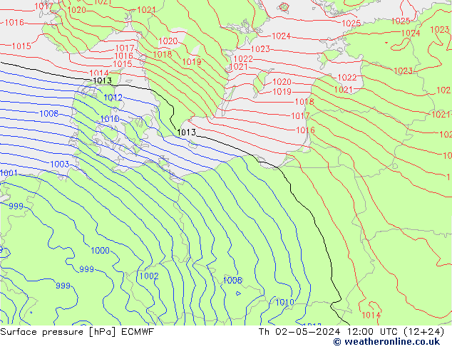 Bodendruck ECMWF Do 02.05.2024 12 UTC