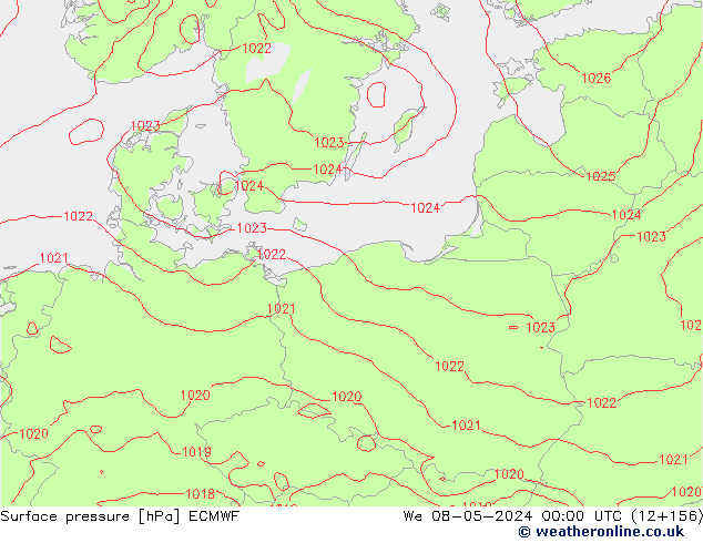 pressão do solo ECMWF Qua 08.05.2024 00 UTC