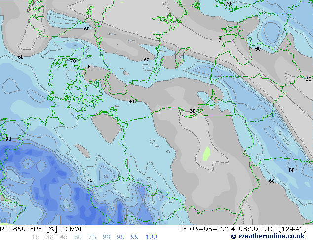 RH 850 hPa ECMWF Sex 03.05.2024 06 UTC