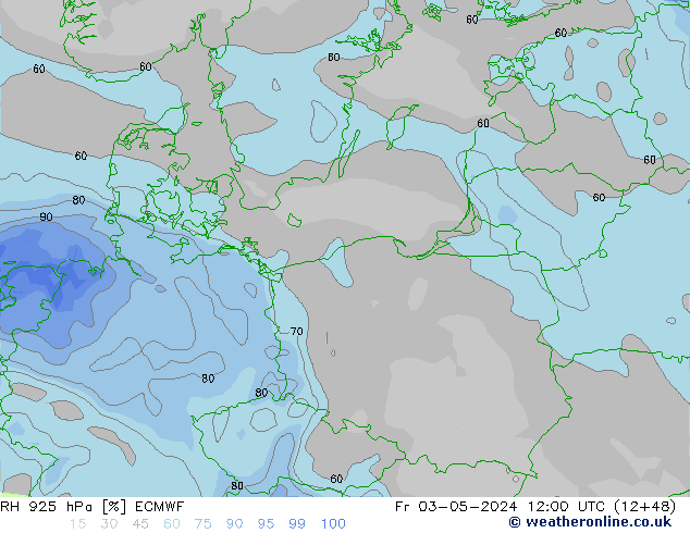 RH 925 hPa ECMWF Fr 03.05.2024 12 UTC