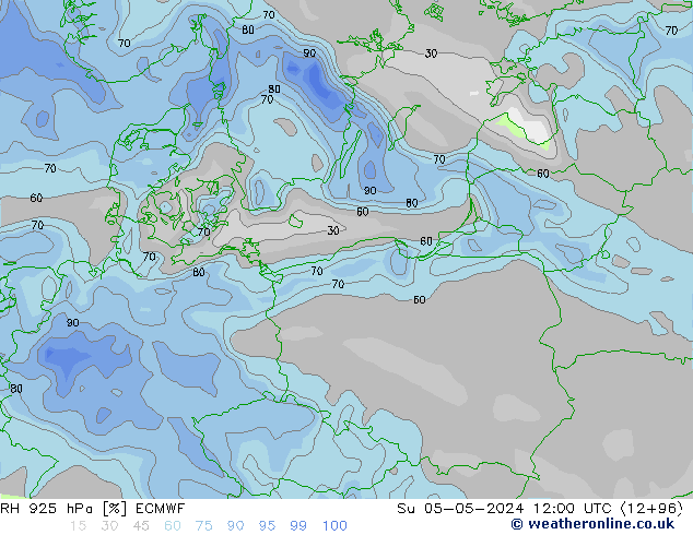 RH 925 hPa ECMWF  05.05.2024 12 UTC