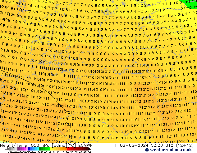 Height/Temp. 850 hPa ECMWF Th 02.05.2024 00 UTC