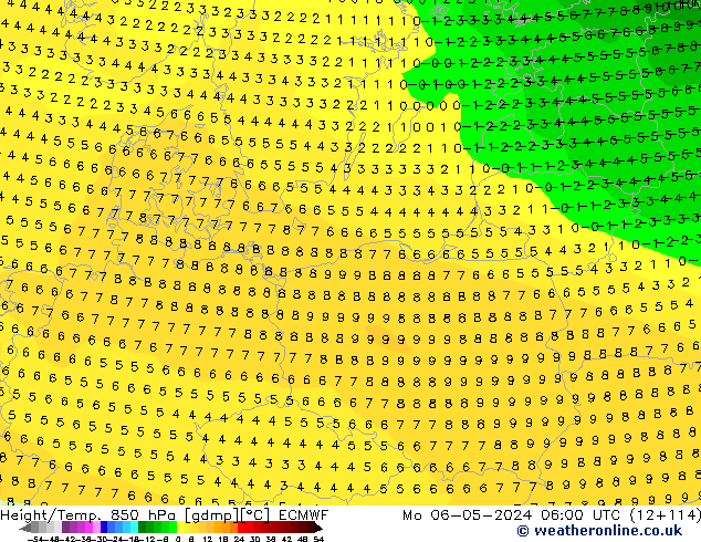 Z500/Rain (+SLP)/Z850 ECMWF Mo 06.05.2024 06 UTC