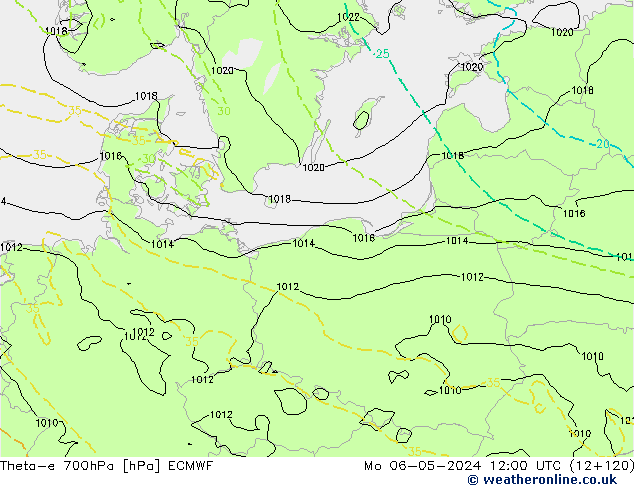 Theta-e 700hPa ECMWF lun 06.05.2024 12 UTC